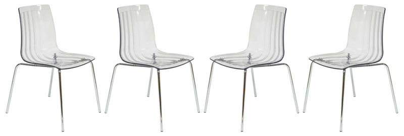 LeisureMod Ralph Dining Chair in Clear, Set of 4 | Dining Chairs | Modishstore