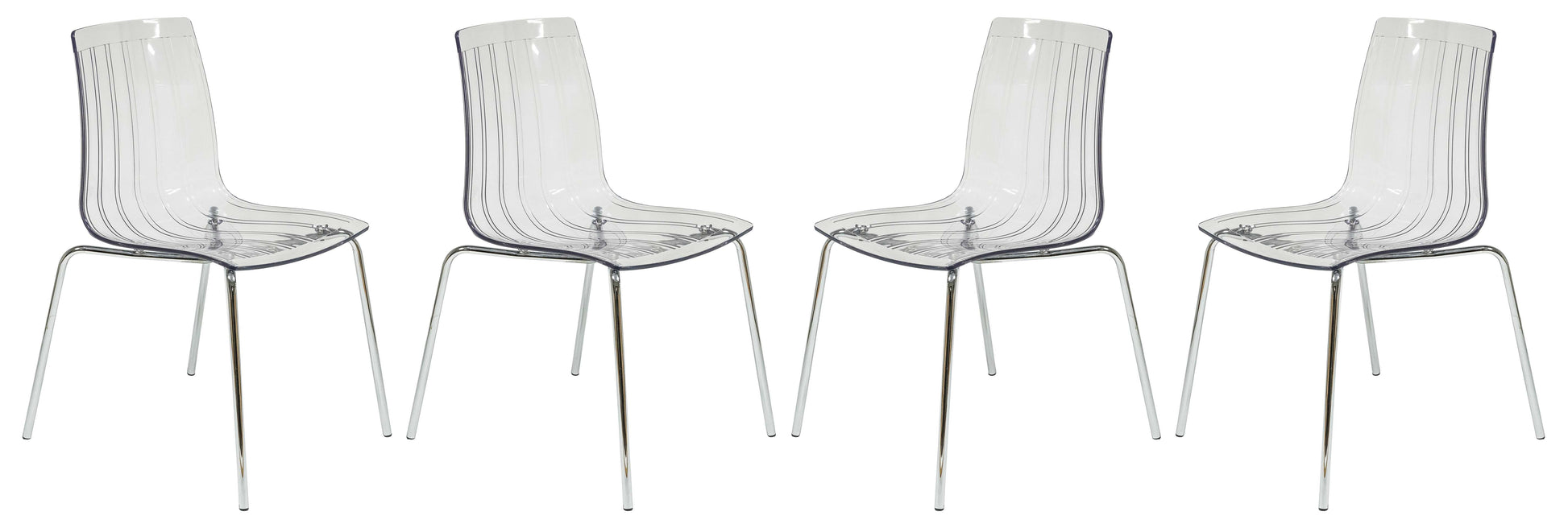 LeisureMod Ralph Dining Chair in Clear, Set of 4 | Dining Chairs | Modishstore - 8