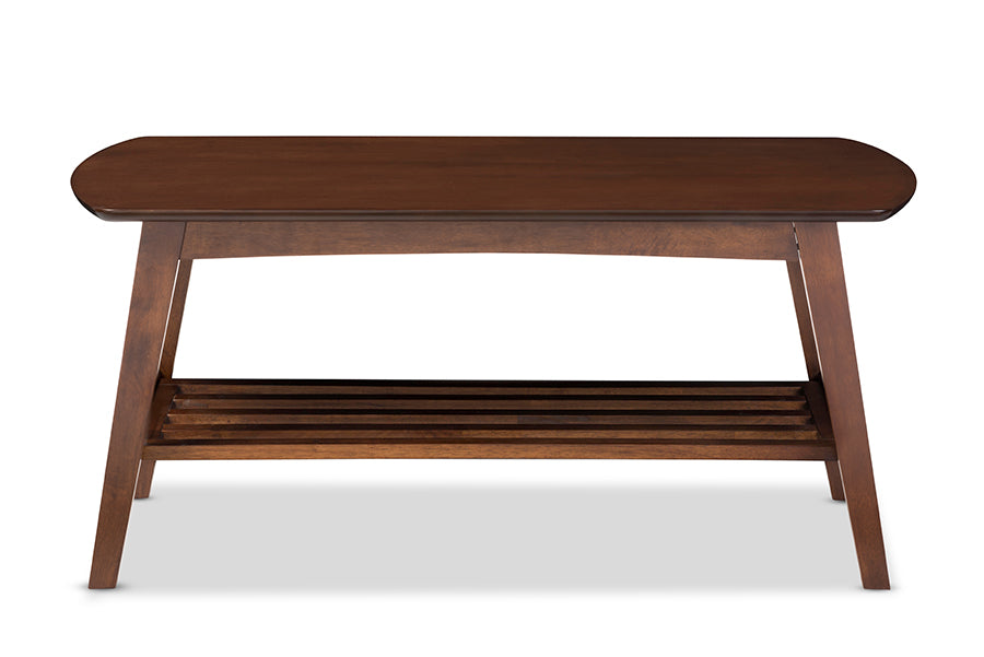 Baxton Studio Sacramento Mid-century Modern Scandinavian Style Dark Walnut Coffee Table | Modishstore | Coffee Tables