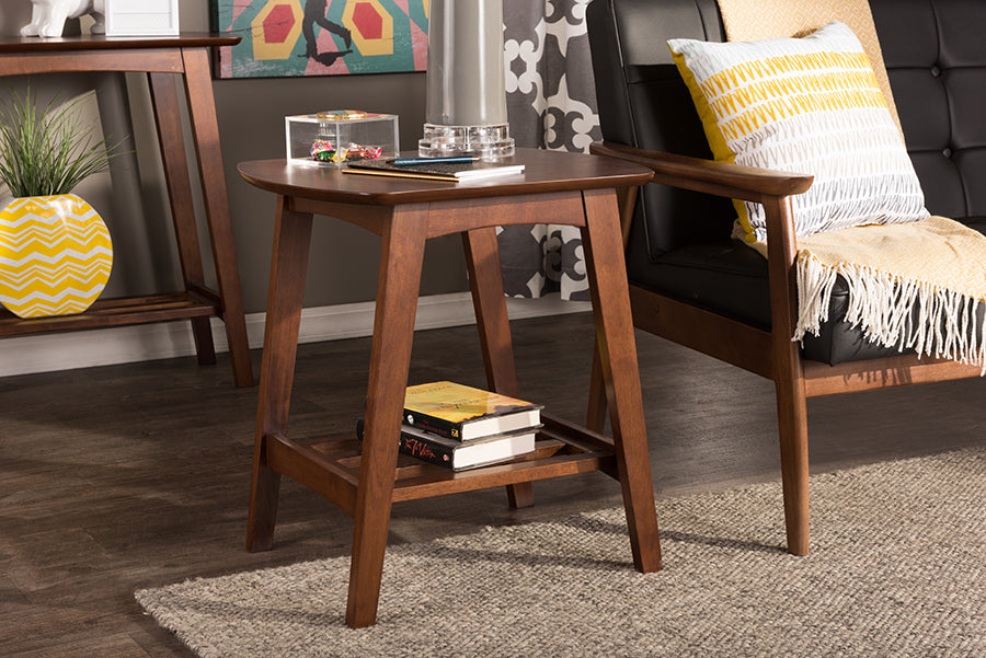 Baxton Studio Sacramento Mid-century Modern Scandinavian Style Dark Walnut End Table | End Tables | Modishstore