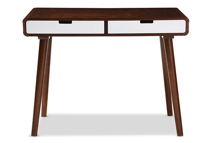 Baxton Studio Casarano Mid century Modern Dark Walnut and White