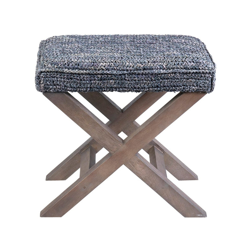 20" H X-Style Ottoman with Raffia Set of 2 by Jeffan | Ottomans | Modishstore