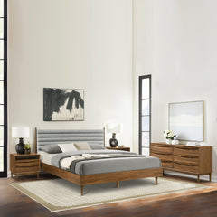 Artemio King 4 Piece Wood Bedroom Set in Walnut Finish By Armen Living