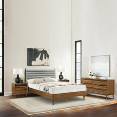 Artemio Queen 4 Piece Wood Bedroom Set in Walnut Finish By Armen Living