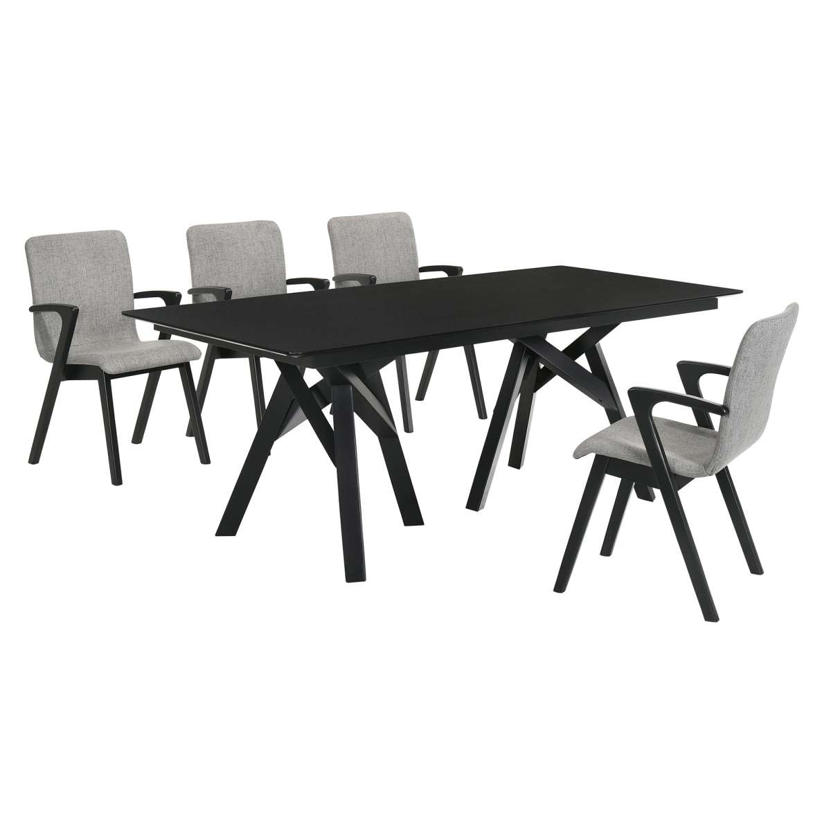 Cortina and Varde 5 Piece Black Rectangular Dining Set By Armen Living | Dining Sets | Modishstore - 2