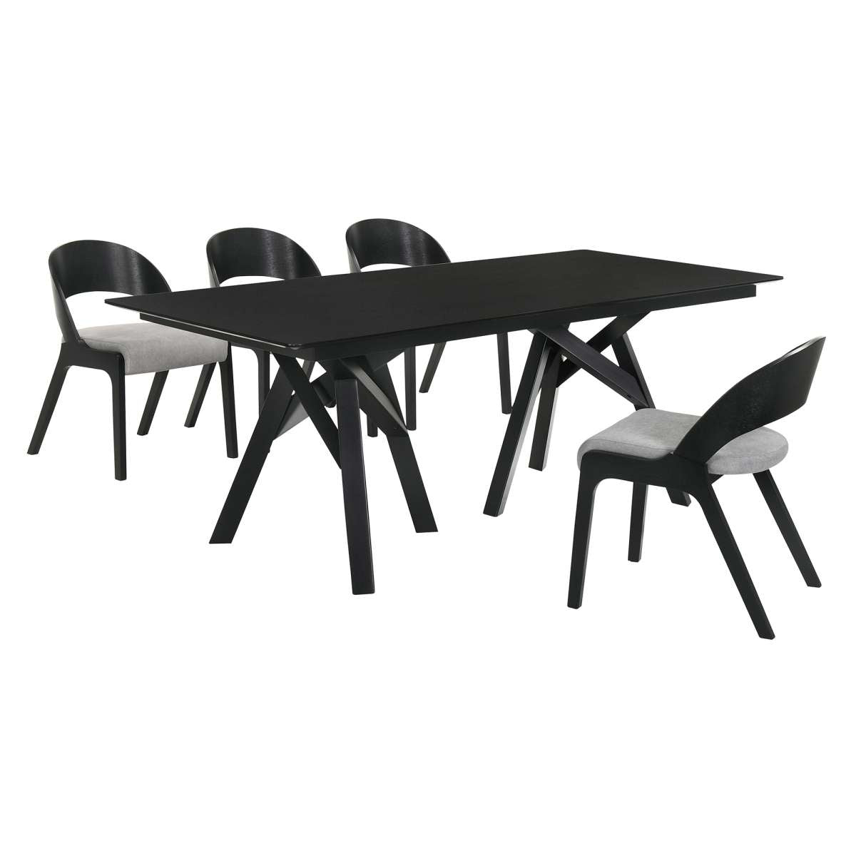 Cortina and Polly 5 Piece Black Rectangular Dining Set By Armen Living | Dining Sets | Modishstore - 2