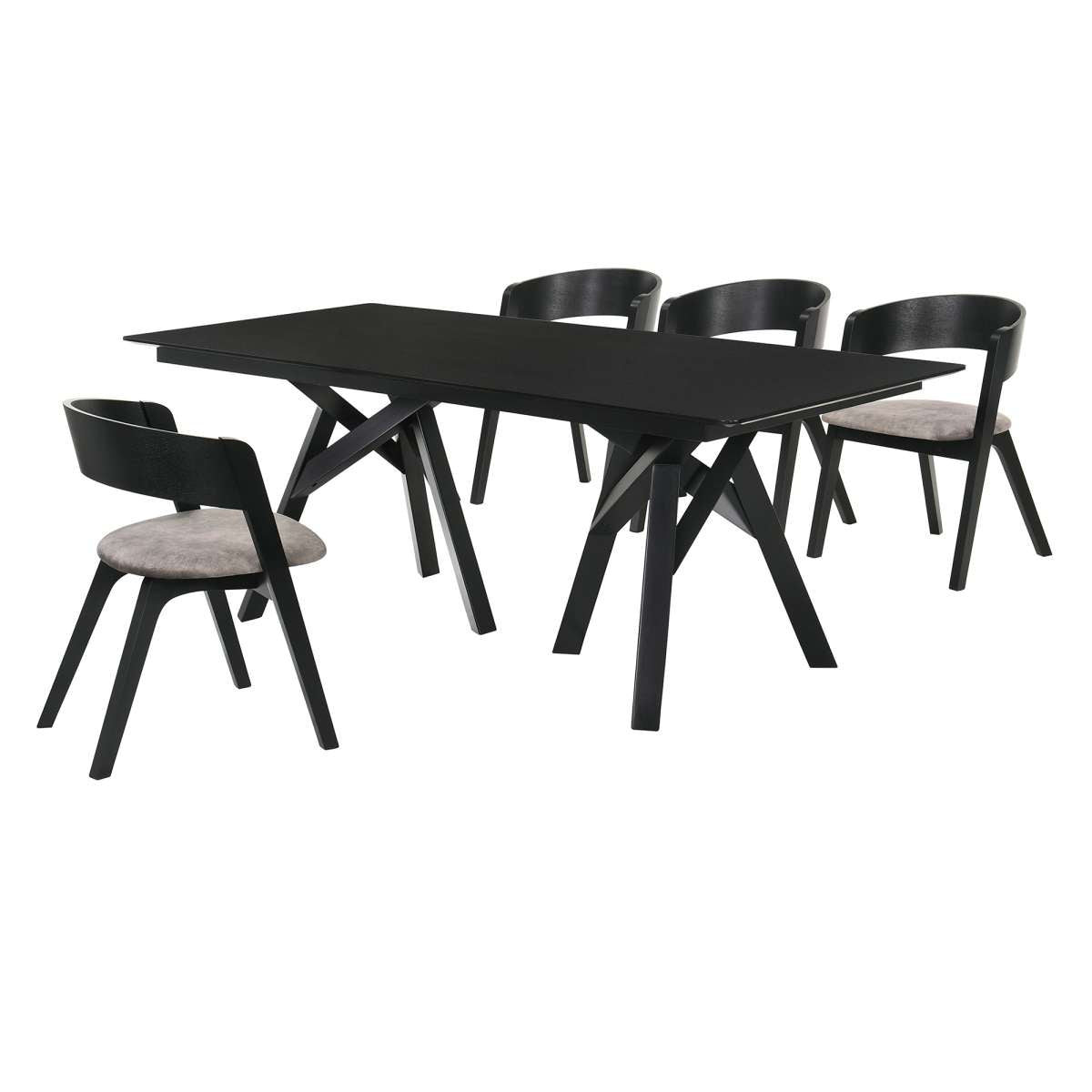 Cortina and Jackie 5 Piece Black Rectangular Dining Set By Armen Living | Dining Sets | Modishstore - 2