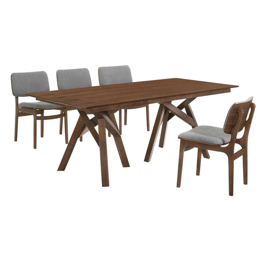 Cortina and Lima 5 Piece Walnut Rectangular Dining Set By Armen Living | Dining Sets | Modishstore