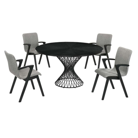 Cirque and Varde 5 Piece Black Round Dining Set By Armen Living | Dining Sets | Modishstore