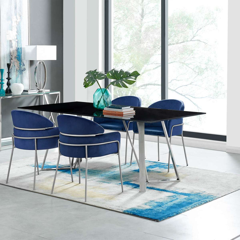 Cressida and Portia Blue Fabric 5 Piece Rectangular Dining Set By Armen Living | Dining Sets |  Modishstore 