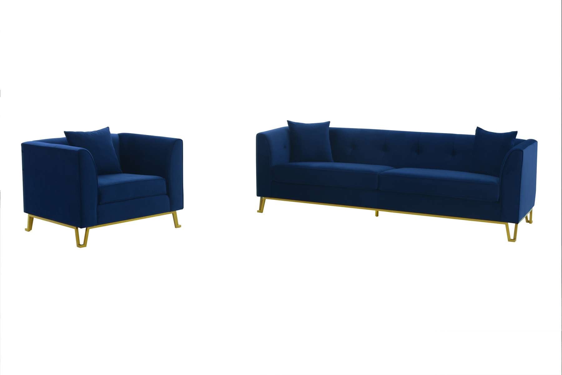 Everest 2 Piece Blue Fabric Upholstered Sofa & Chair Set By Armen Living | Sofas |  Modishstore  - 2