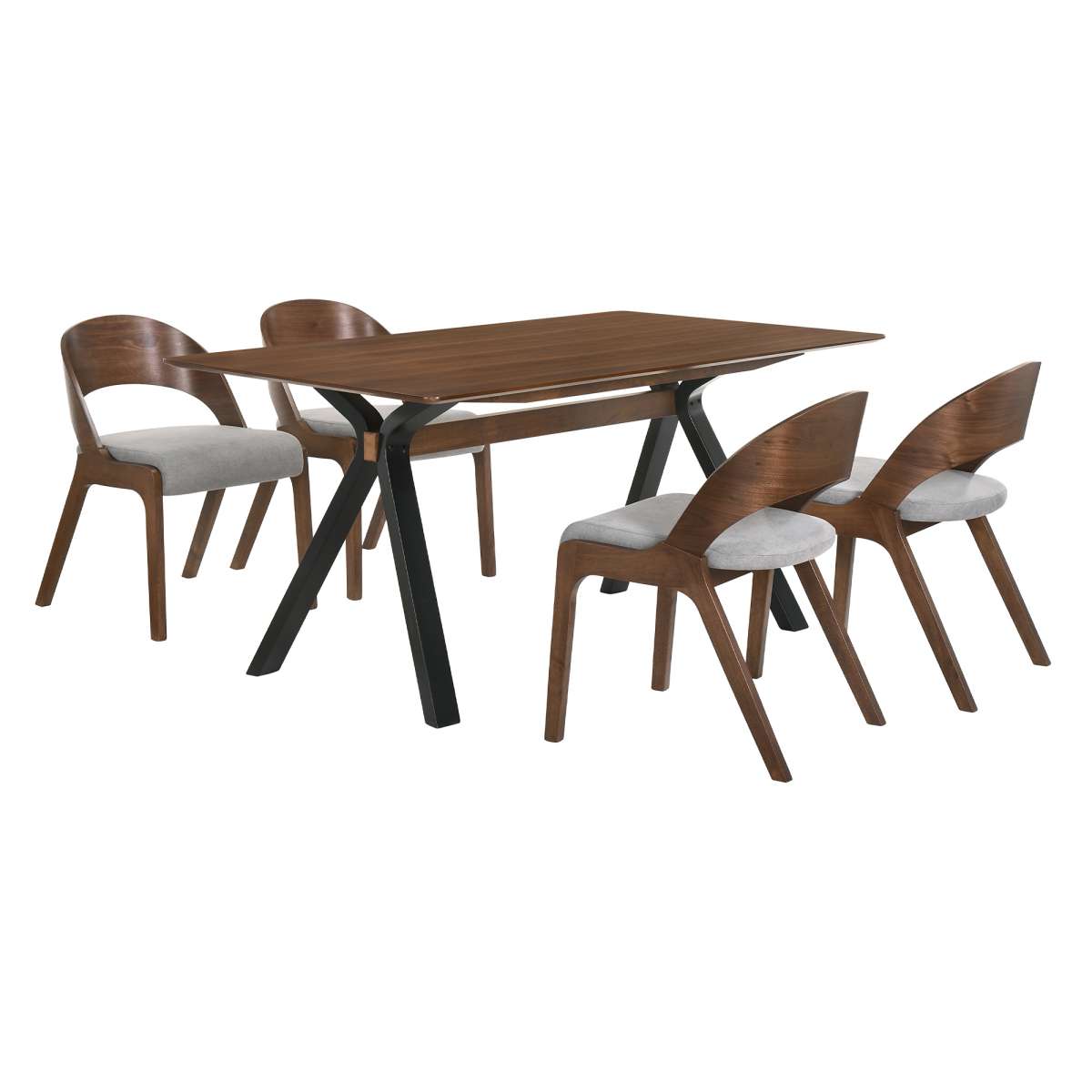 Laredo and Polly 5 Piece Walnut Rectangular Dining Set By Armen Living | Dining Sets | Modishstore