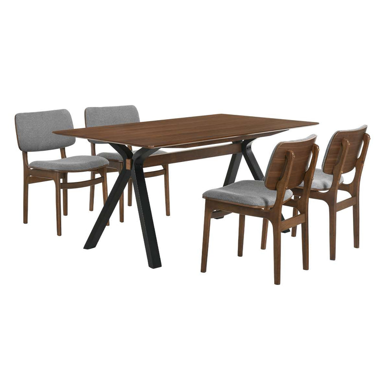 Laredo and Lima 5 Piece Walnut Rectangular Dining Set By Armen Living | Dining Sets | Modishstore