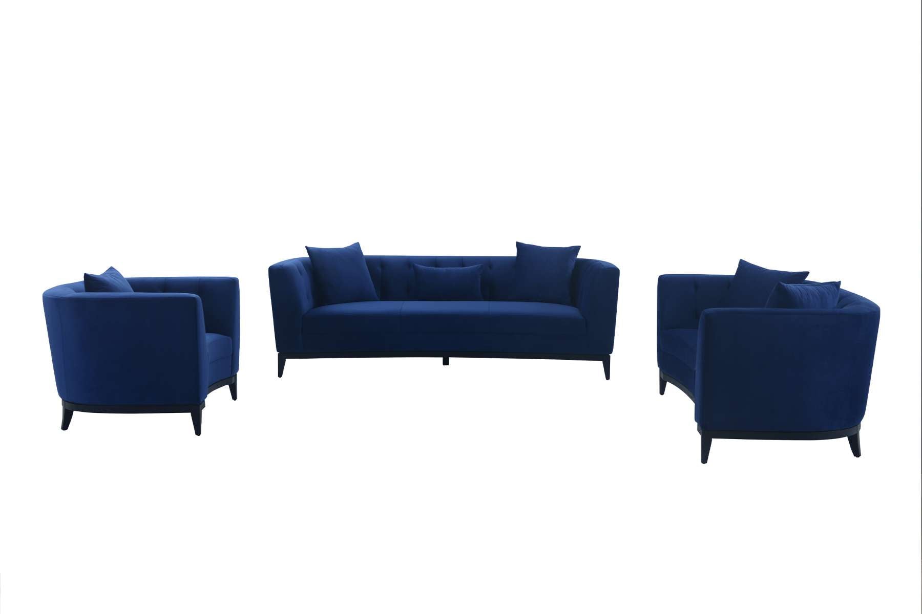 Melange 3 Piece Blue Velvet Living Room Seating Set By Armen Living | Sofas |  Modishstore  - 2