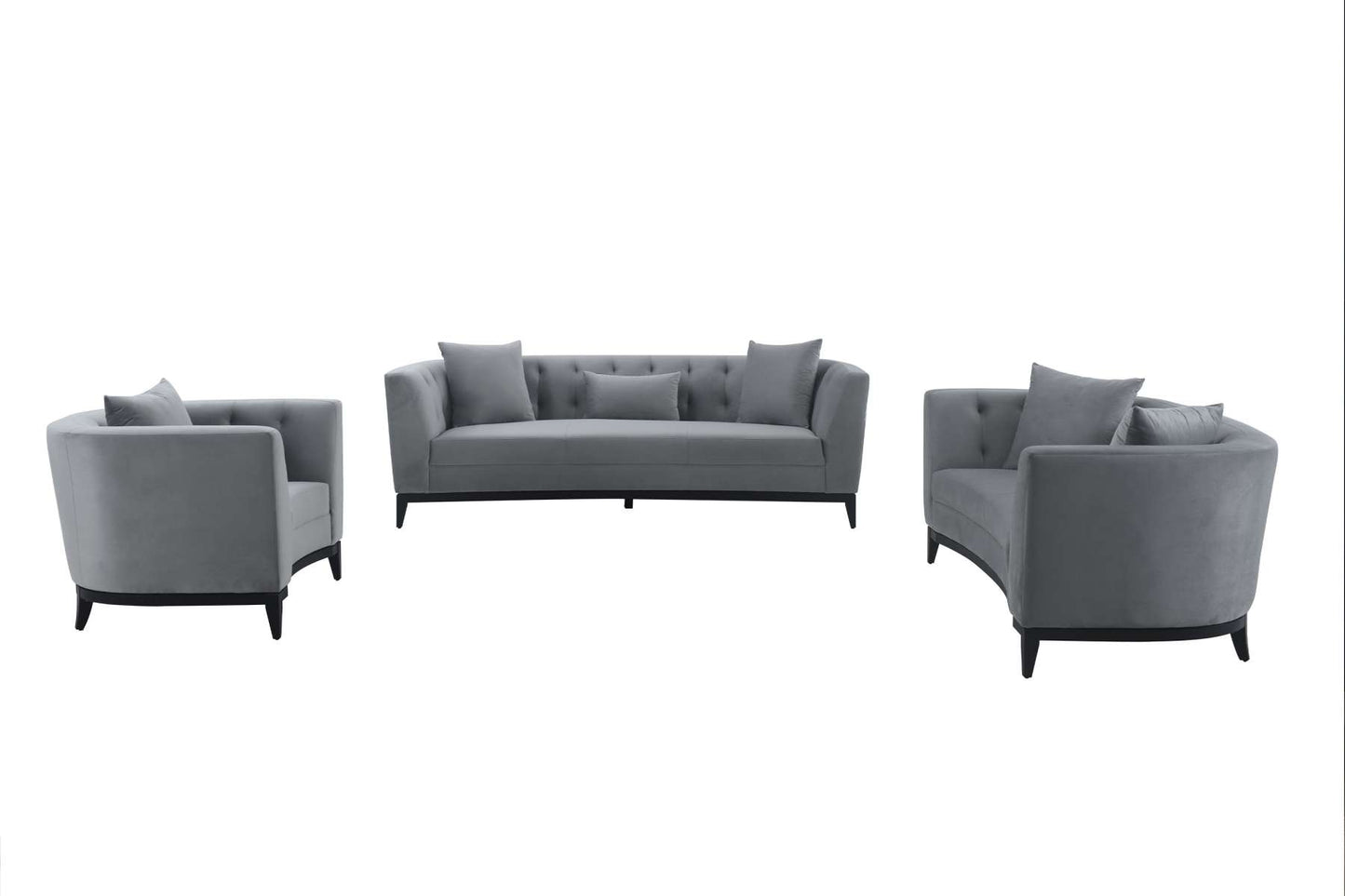 Melange 3 Piece Blue Velvet Living Room Seating Set By Armen Living | Sofas |  Modishstore  - 9