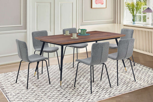 Messina and Gillian Light Gray Fabric 7 Piece Rectangular Dining Set By Armen Living | Dining Sets |  Modishstore 