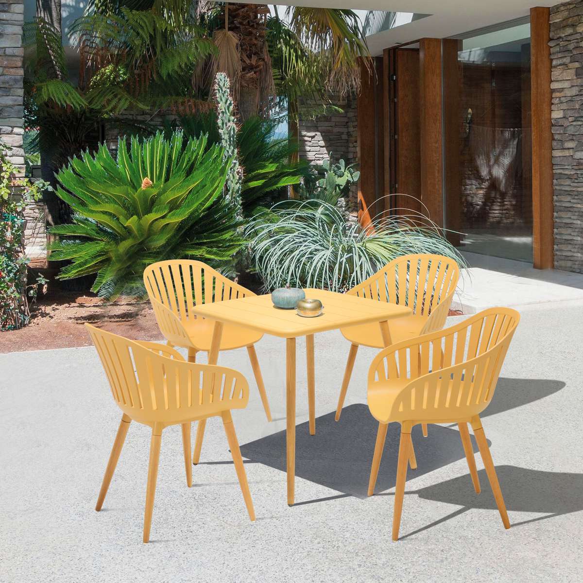 Nassau Outdoor 5 Piece Green Eucalyptus Dining Set By Armen Living | Outdoor Dining Sets |  Modishstore  - 9