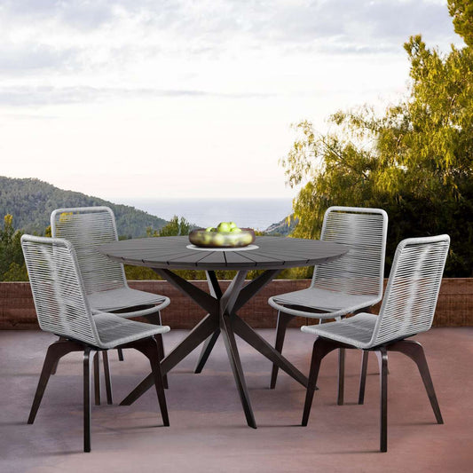 Oasis and Island Outdoor 5 Piece Dark Eucalyptus and Concrete Dining Set By Armen Living | Outdoor Sofas, Loveseats & Sectionals |  Modishstore 