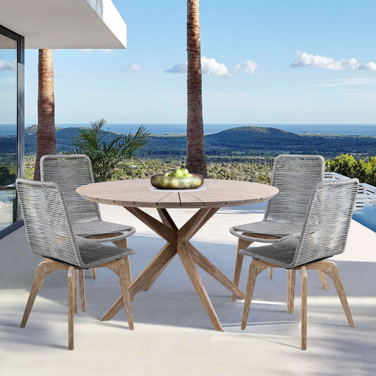 Oasis and Island Outdoor 5 Piece Light Eucalyptus and Concrete Dining Set By Armen Living | Outdoor Sofas, Loveseats & Sectionals |  Modishstore 