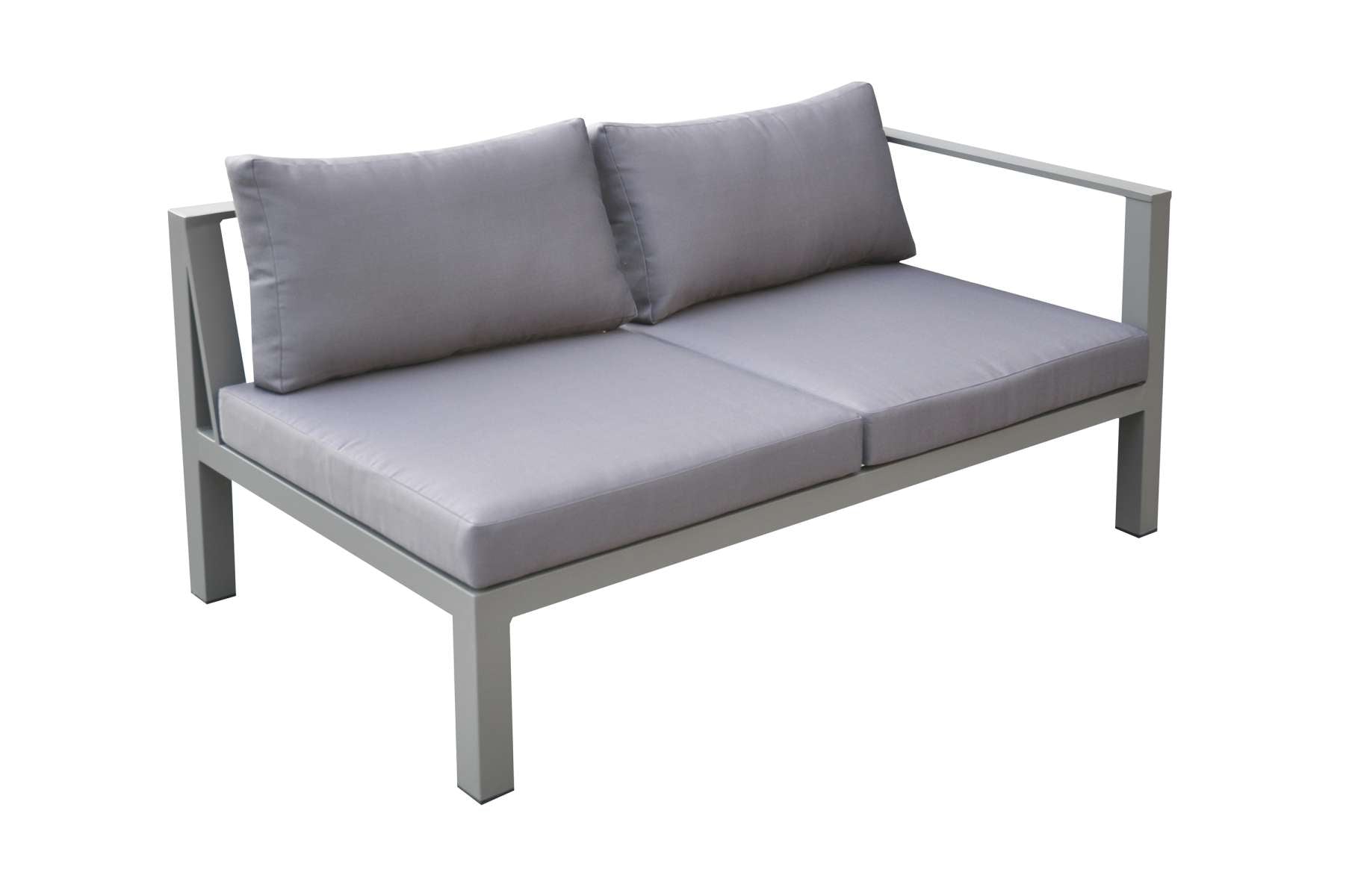 Cliff Outdoor Patio Aluminum Sectional in Grey Powder Coated Finish with Grey Fabric Cushions By Armen Living | Outdoor Sofas, Loveseats & Sectionals |  Modishstore  - 3