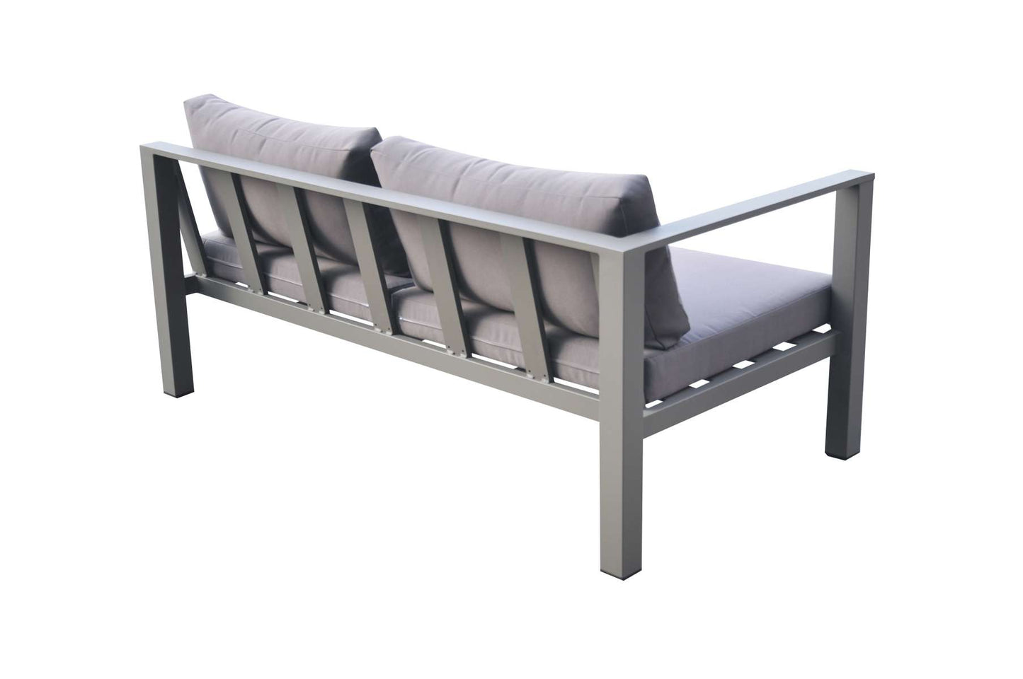 Cliff Outdoor Patio Aluminum Sectional in Grey Powder Coated Finish with Grey Fabric Cushions By Armen Living | Outdoor Sofas, Loveseats & Sectionals |  Modishstore  - 4