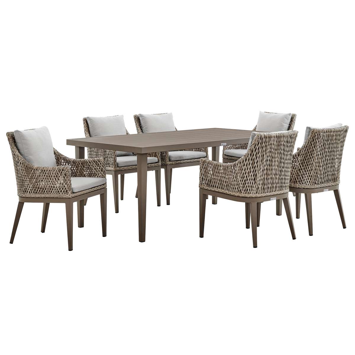 Grenada 7 Piece Gray Aluminum Outdoor Dining Set with Gray Fabric By Armen Living | Outdoor Dining Sets |  Modishstore  - 8