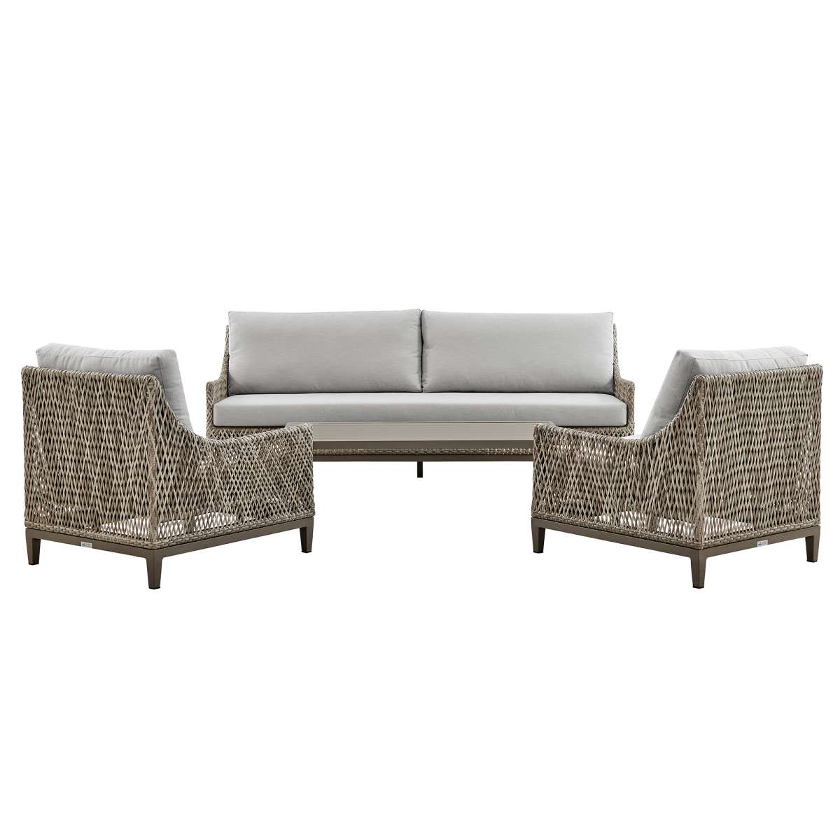 Grenada 4 Piece Outdoor Gray Fabric and Wicker Conversation Set By Armen Living | Outdoor Sofas, Loveseats & Sectionals |  Modishstore  - 7