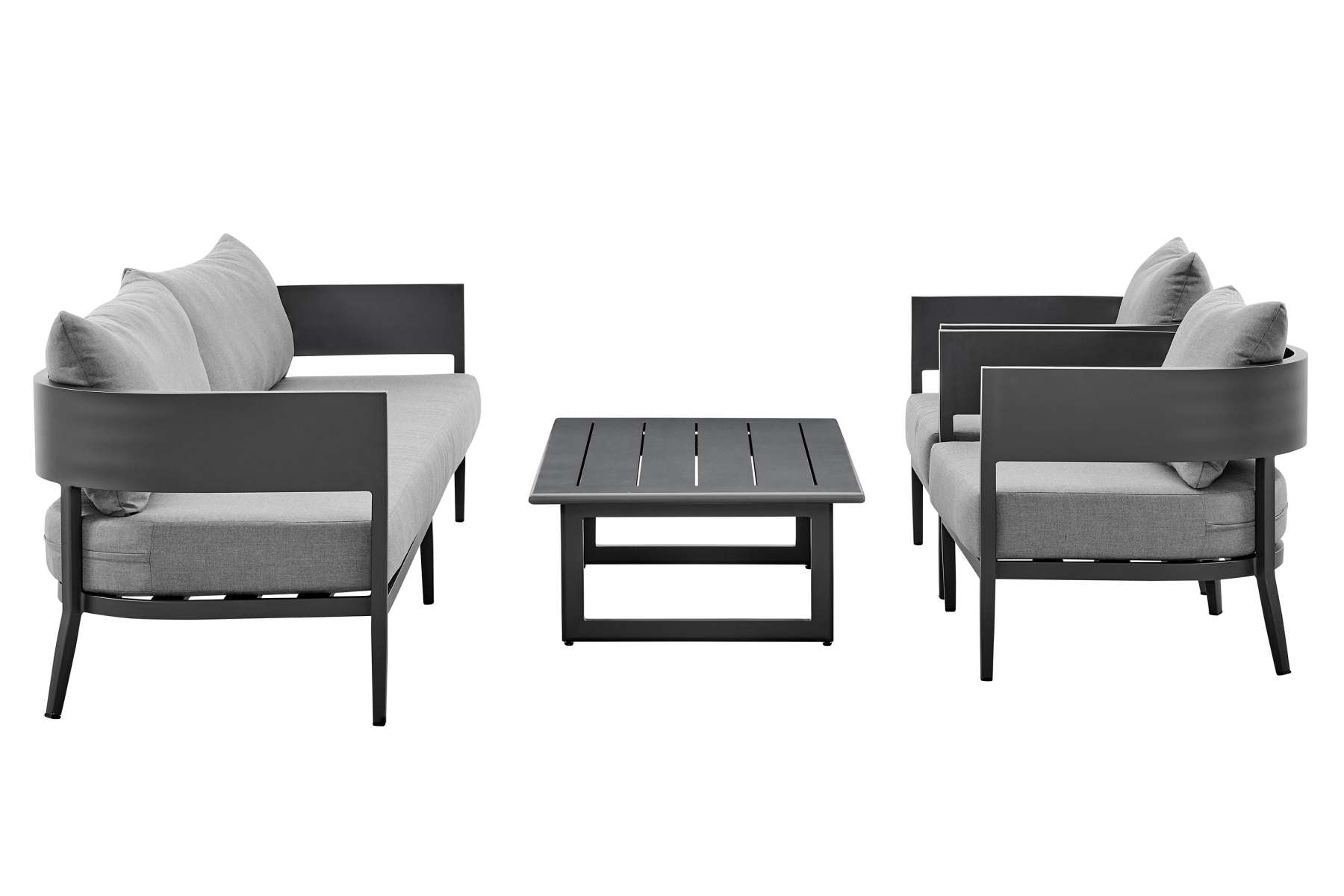 Menorca 4 Piece Outdoor Dark Gray Aluminum & Fabric Outdoor Conversation Set By Armen Living | Outdoor Sofas, Loveseats & Sectionals |  Modishstore  - 2