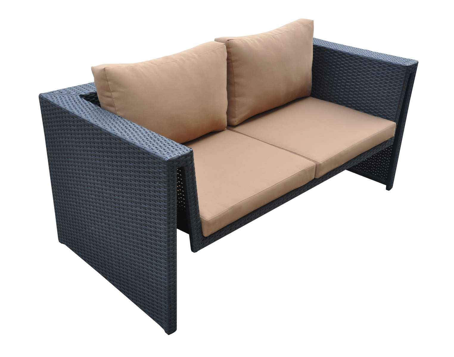 Oahu 4 piece Outdoor Wicker Patio Set with Brown Fabric Cushions and Temperated Glass Top By Armen Living | Outdoor Sofas, Loveseats & Sectionals |  Modishstore  - 4