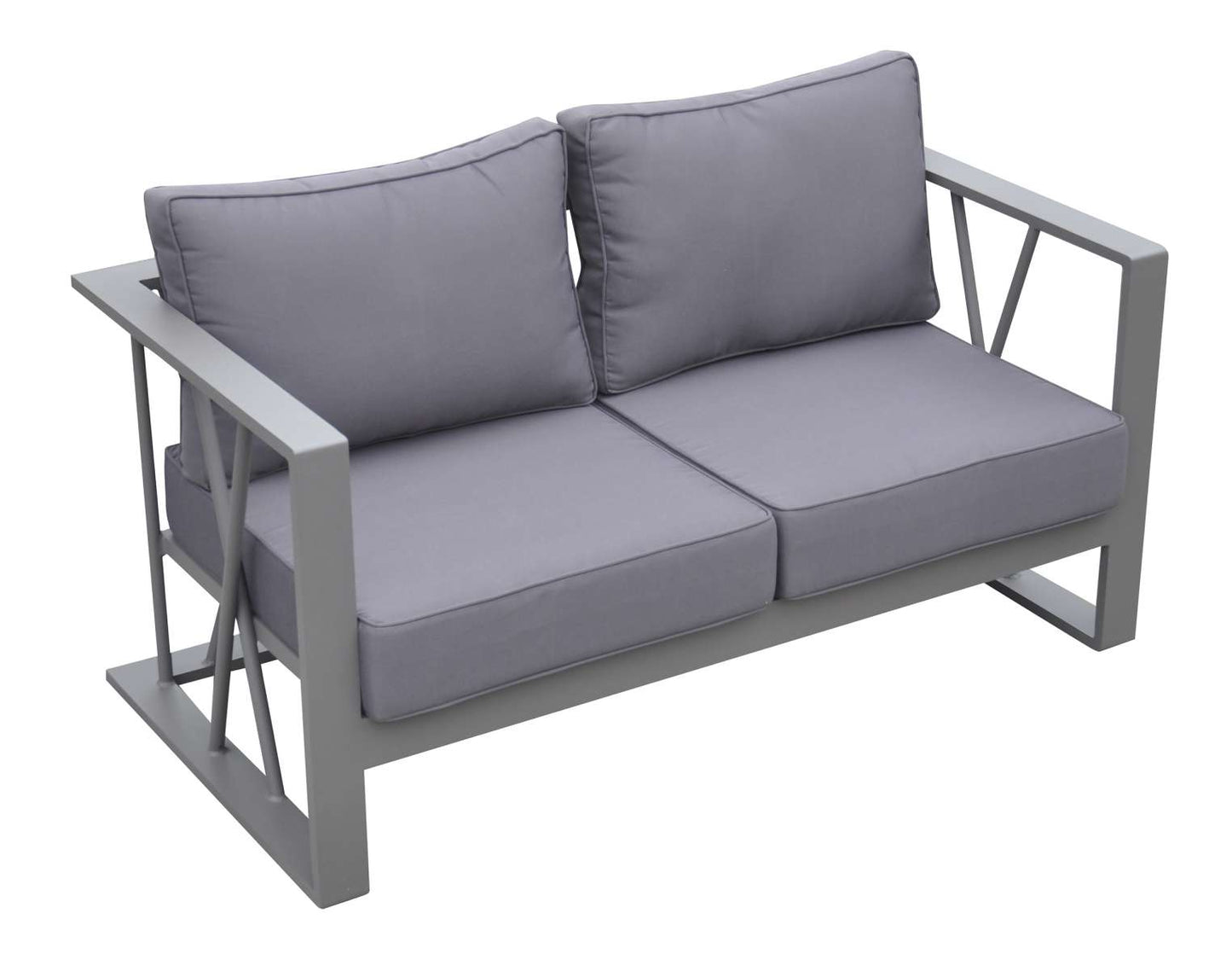 St Barts 4 piece Outdoor Patio Aluminum Set with Grey Fabric Cushions and White Glass Top By Armen Living | Outdoor Sofas, Loveseats & Sectionals |  Modishstore  - 3