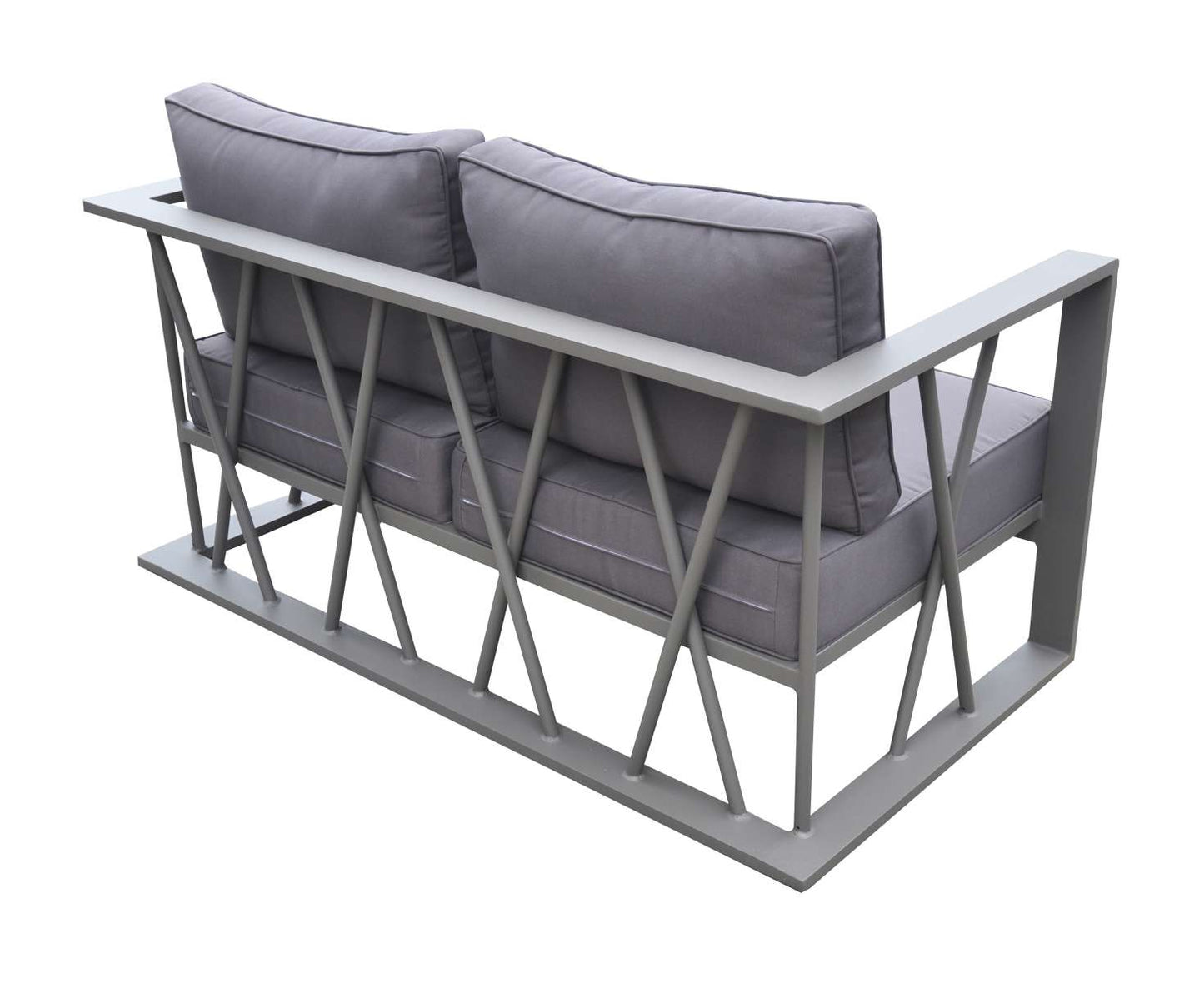 St Barts 4 piece Outdoor Patio Aluminum Set with Grey Fabric Cushions and White Glass Top By Armen Living | Outdoor Sofas, Loveseats & Sectionals |  Modishstore  - 5