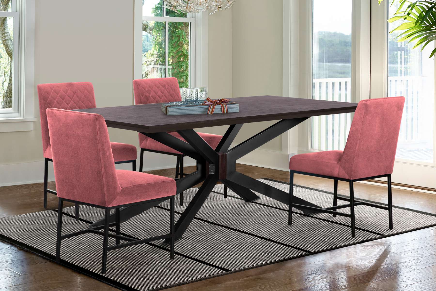 Pirate and Pink Napoli 5 Piece Modern Dining Set By Armen Living | Dining Sets |  Modishstore 