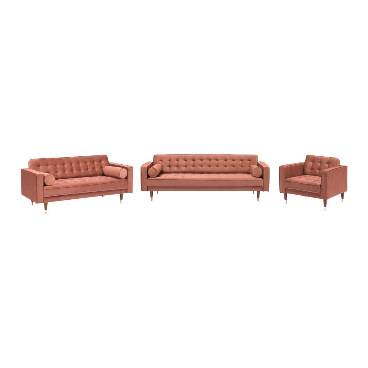 Somerset Blush Velvet Mid Century Modern Sofa Seating Set By Armen Living | Sofa Set | Modishstore - 2