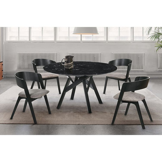 Venus and Jackie 5 Piece Black Marble Round Dining Set By Armen Living | Dining Sets | Modishstore