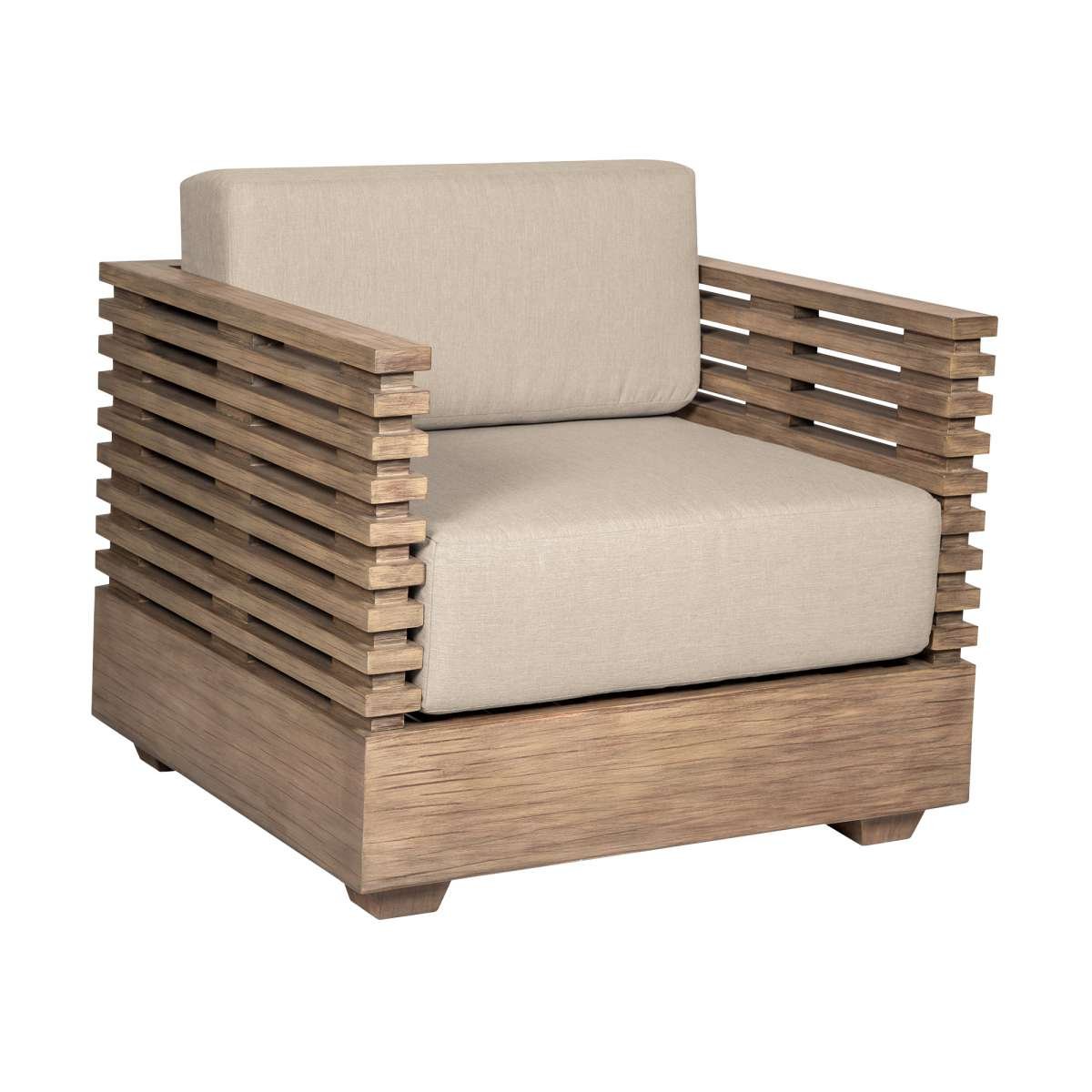 Vivid Outdoor Patio 4 Piece Conversation Set in Light Eucalyptus Wood with Taupe Olefin Cushions
 By Armen Living | Outdoor Sofas, Loveseats & Sectionals | Modishstore - 4