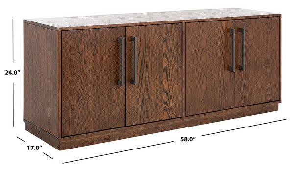 Safavieh Mallory 4 Door Media Stand - Dark Brown | Accent Tables | Modishstore - 3