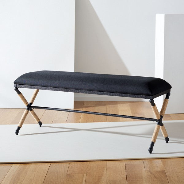 Safavieh Carmelo Hemp Wrapped Bench - Black | Benches | Modishstore