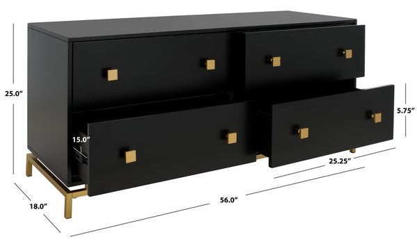 Safavieh Claudette 4 Drawer Dresser - Black | Dressers | Modishstore - 3