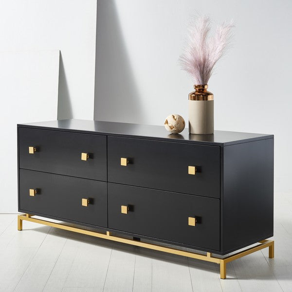 Safavieh Claudette 4 Drawer Dresser - Black | Dressers | Modishstore