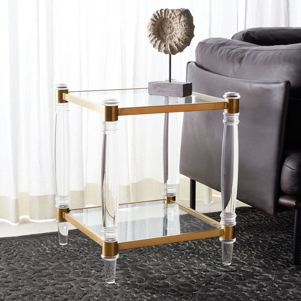 Safavieh Isabelle Acrylic Accent Table - Brass | Accent Tables | Modishstore