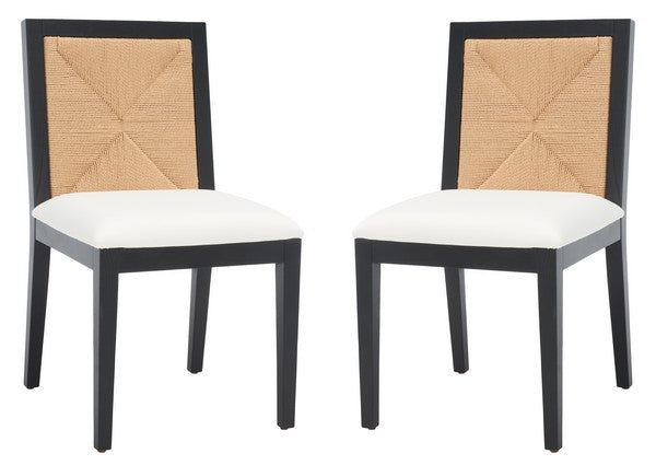 Safavieh Emilio Woven Dining Chair Set Of 2 - Black | Dining Chairs | Modishstore