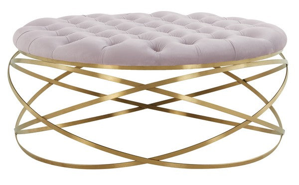 Safavieh Rumi Tufted Velvet Ottoman - Pale Taupe | Ottomans | Modishstore - 2