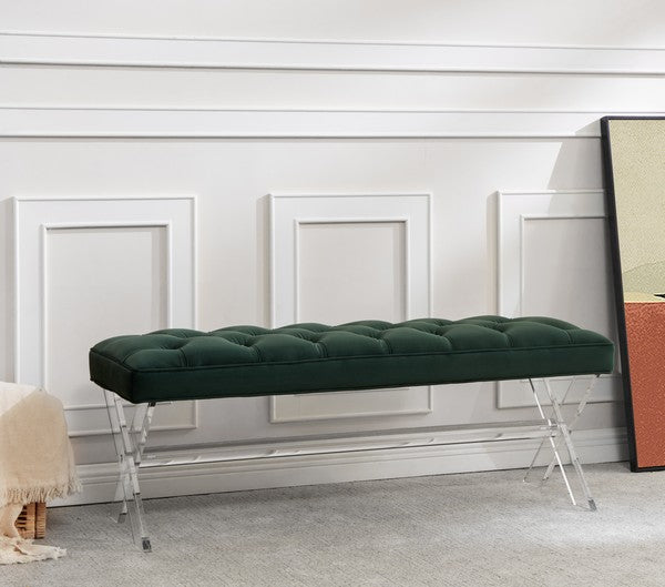 Safavieh Tourmaline Acrylic Bench - Forest Green | Benches | Modishstore