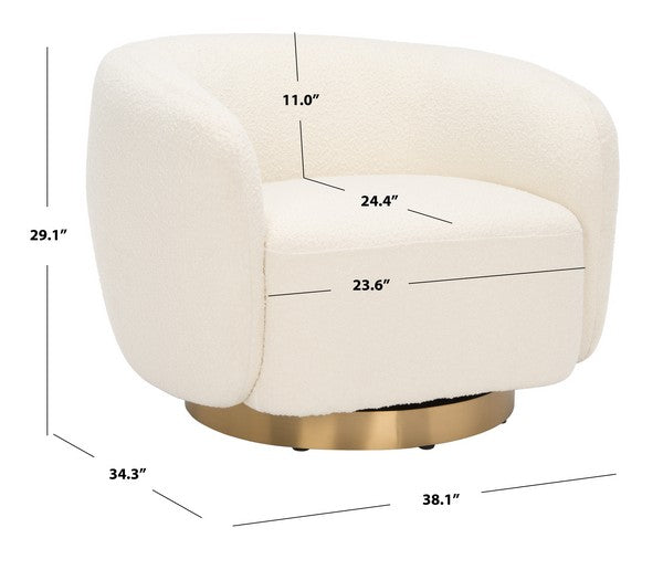 Safavieh Bernard Swivel Accent Chair - Ivory | Accent Chairs | Modishstore - 3