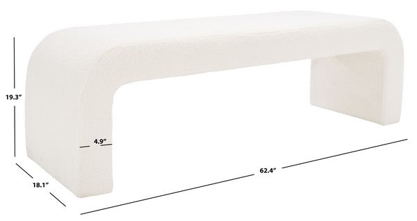 Safavieh Caralynn Upholstered Bench - White | Benches | Modishstore - 3