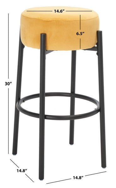 Safavieh Paisleigh Metal Leg Barstool - Mustard | Bar Stools | Modishstore - 3