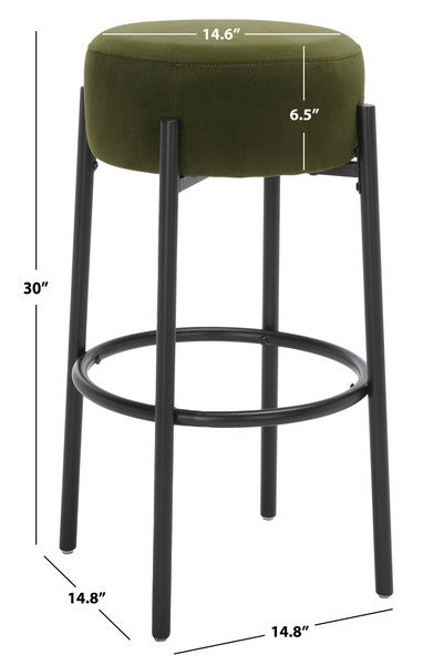 Safavieh Paisleigh Metal Leg Barstool - Forest Green | Bar Stools | Modishstore - 3