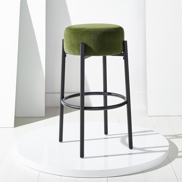 Safavieh Paisleigh Metal Leg Barstool - Forest Green | Bar Stools | Modishstore