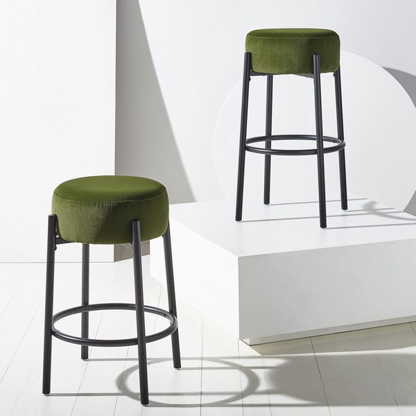 Safavieh Paisleigh Metal Leg Barstool - Forest Green | Bar Stools | Modishstore - 2