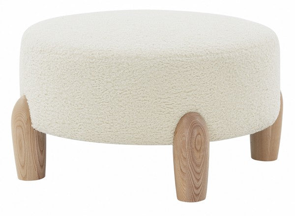 Safavieh Perez Scandinavian Rd Ottoman - Ivory | Ottomans | Modishstore - 4